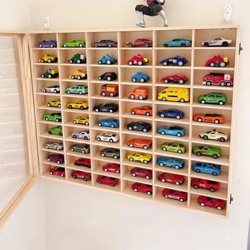 

Creative Small Car Toy Storage Wall Display Rack Toy Car Model Wooden Storage Rack Multi Grids Solid Wood Wall Storage RackZI623