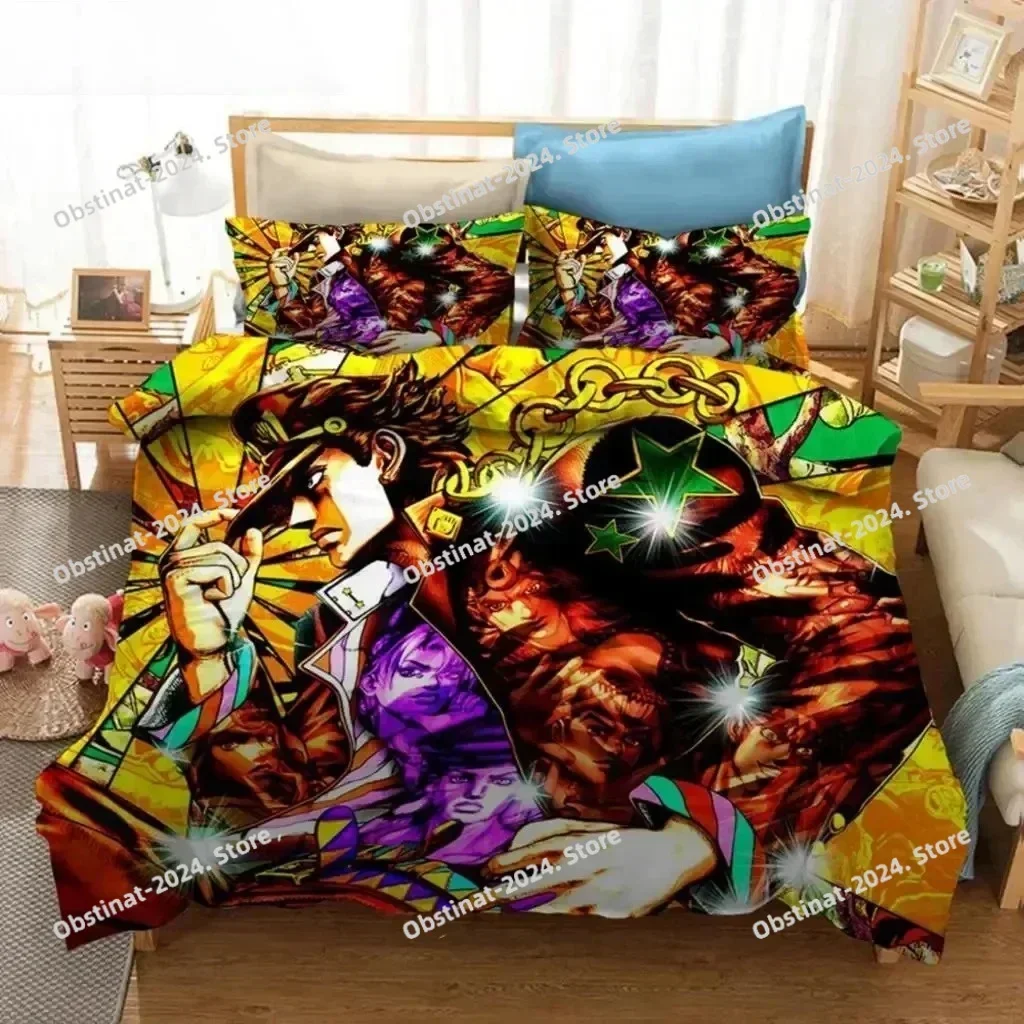 3D Anime JoJo Bizarre Adventure Jotaro Kujo Bedding Set Printed single Comforter Quilt Bed Cover Pillow Case Set Kids Adult Size