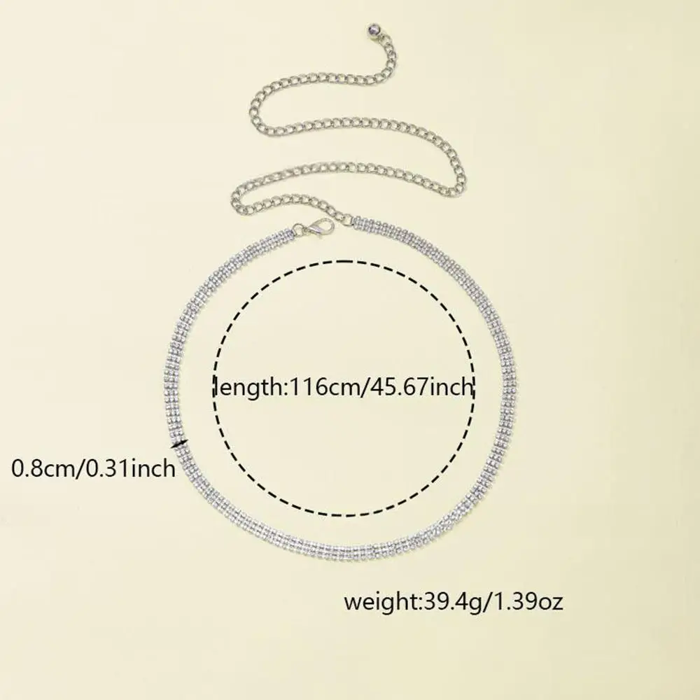 سلسلة الخصر حجر الراين المتلألئة خفيفة الوزن وقابلة للتعديل حزام الصيف حجر الراين ديكور سلسلة الخصر الأنيقة #6