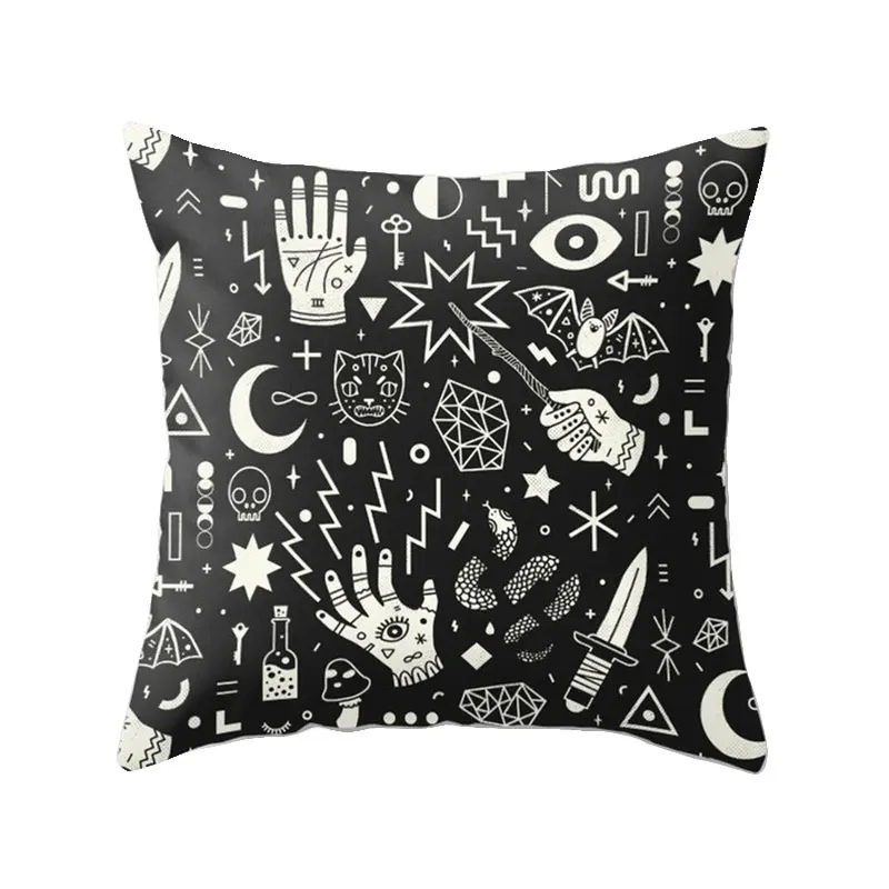 Home Decor Halloween Cushion Cover Skull Decor Pillowcase Bat Pumpkin Pillowcase Car Supplies 45*45cm funda de almohada