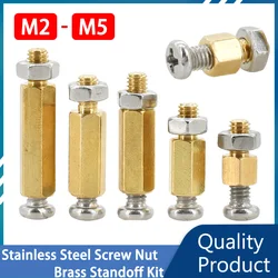 M2 M2.5 M3 M4 M5 Brass Motherboard Standoff Spacer Pillar 5mm 10mm 20mm Stainless Steel Screw Bolt Nut Kit Hex Stud PCB Column