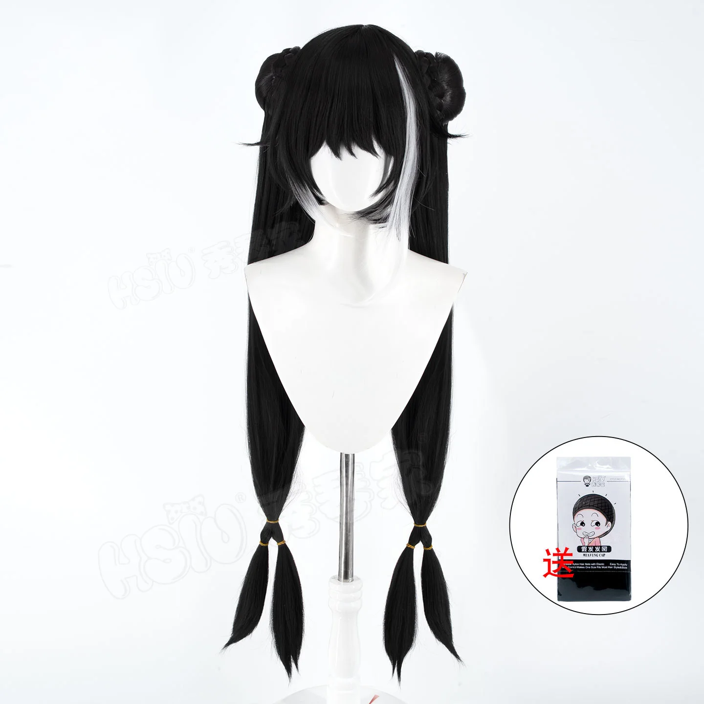 أنيمي لعبة ليمبوس شركة جيا Xichun شعر مستعار تأثيري أسود-أبيض طويل ذيل حصان النساء هالوين حفلة لعب الأدوار الدعائم بيروكات صناعية #3