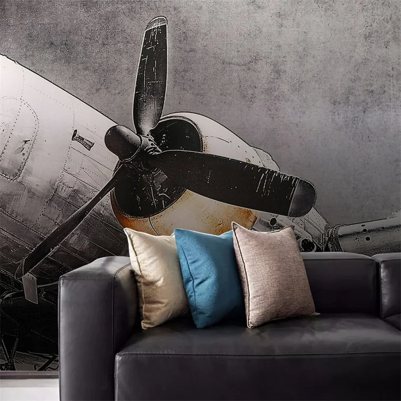 3D Wallpaper Customization Wall Painting European Nostalgia Aircraft Background Wall Living Room Children's Room Decoration Обои