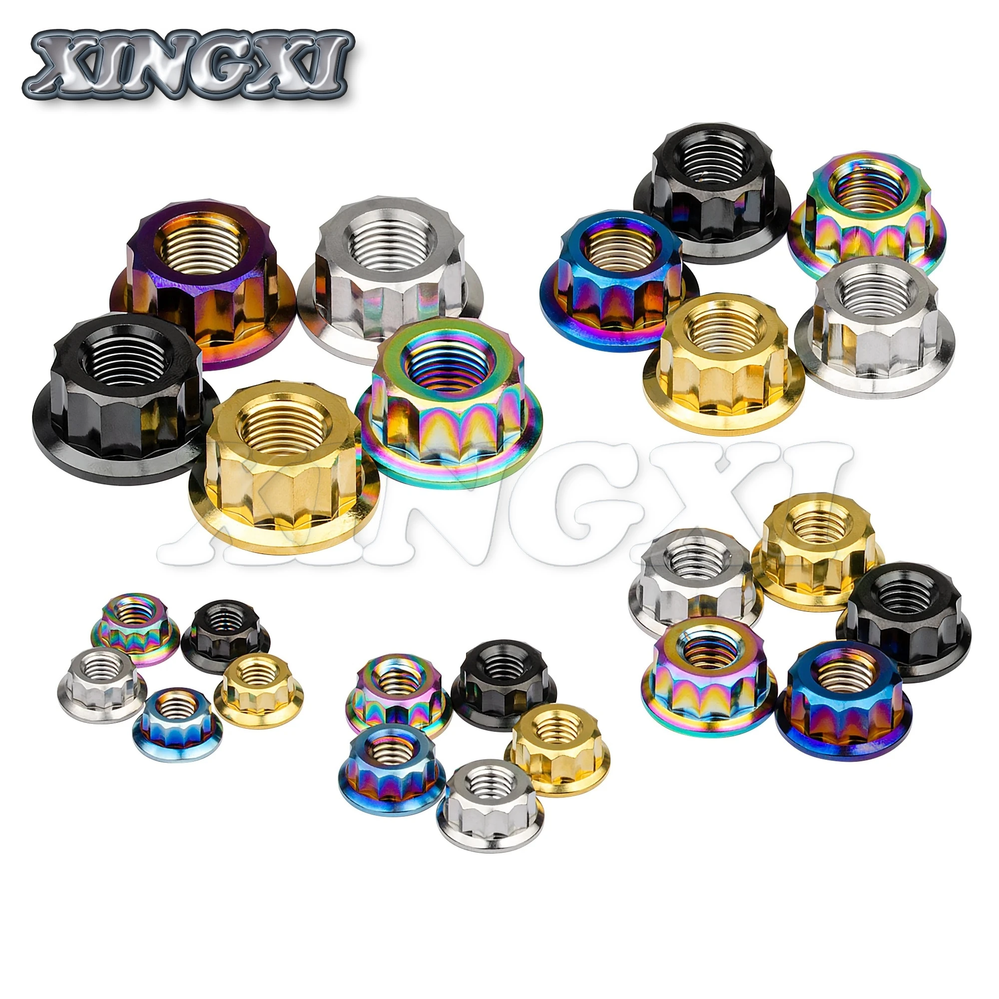 Xingxi Titanium Nut M5 M6 M8 M10 M12 For Motorcycle Modified Ducati Hexagonal Flange 12 Point Nut