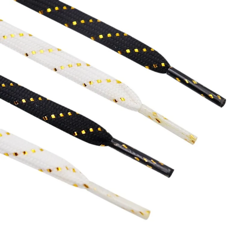 

Luxury Gold Wire Flat Shoelaces 7mm Wide Rope Sneaker Accessories Casual Shoe Laces 60/100/120/140/160cm Single Pair