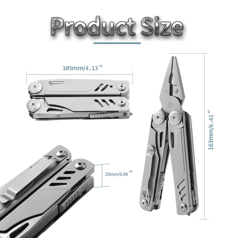 Multitool  18-in-1 EDC Pocket Knife Set with Wire Stripper, ​Pliers, and Pocket Clip, Gifts for Men, Stainless Steel Scissors