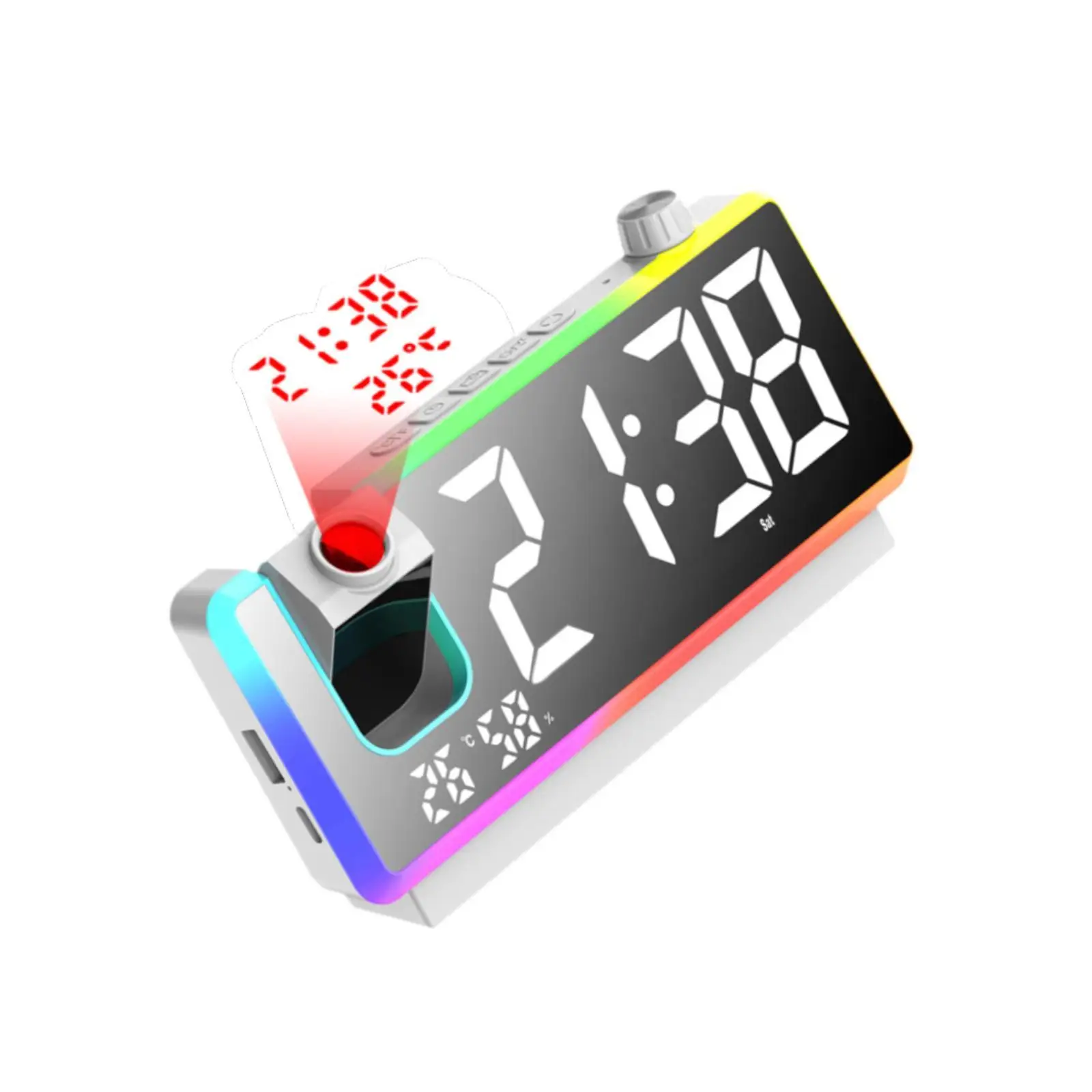 Projection Alarm Clock Dimmer Snooze 180 Projector Night Light Home Digital Clock for Office Living Room Dorm Bedside Kitchen