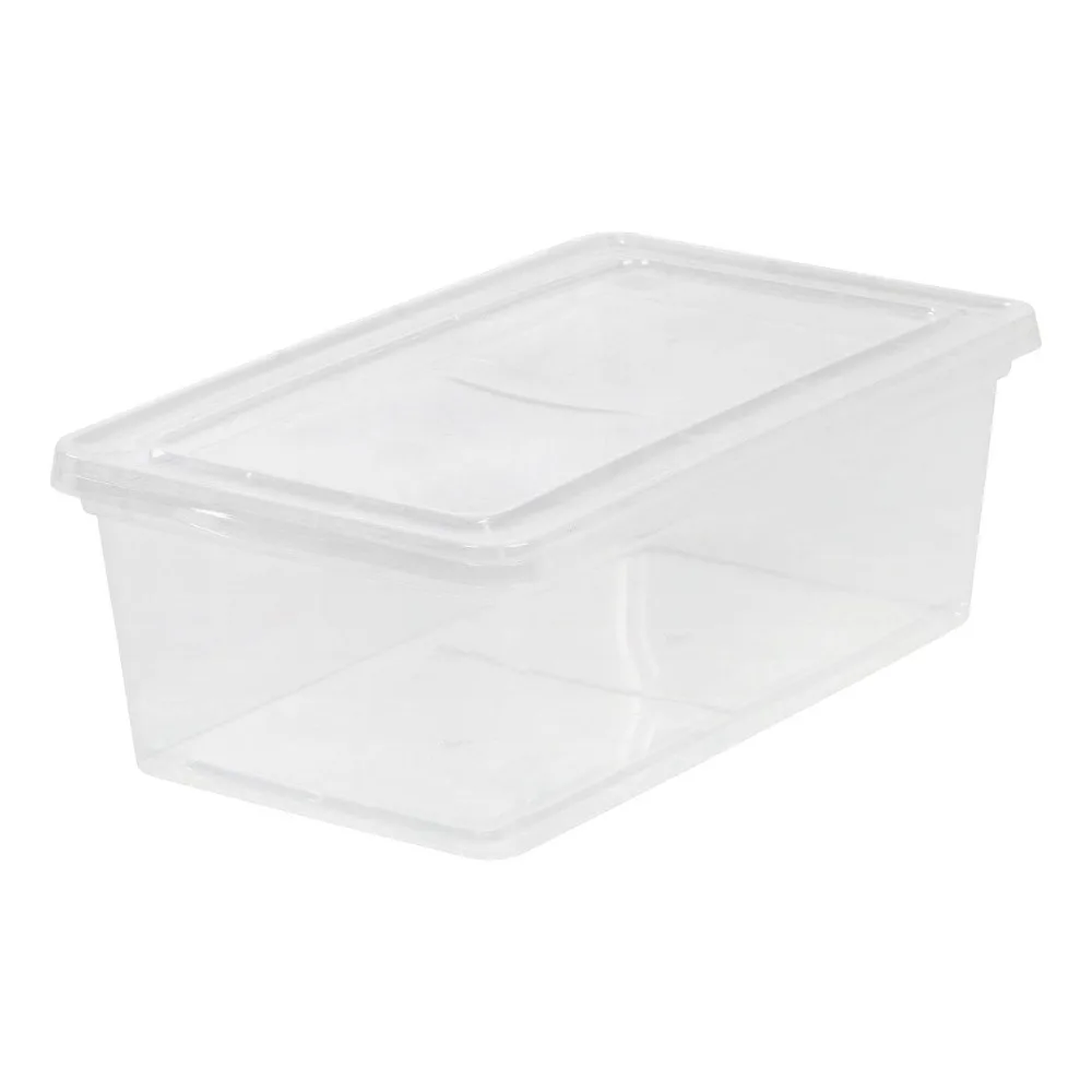 6 Qt Plastic Storage Bins with Lids, Clear Stackable Totes Containers for Home Organization, BPA Free, Durable