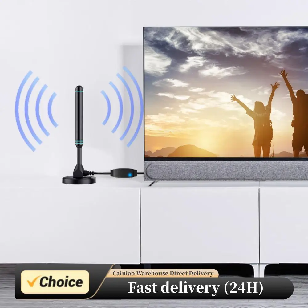 

4K/1080P Портативная HD ТВ-антенна с усилителем сигнала 480+ миль Внутренняя наружная антенна Магнитное основание VHF UHF Цифровая HD-антенна