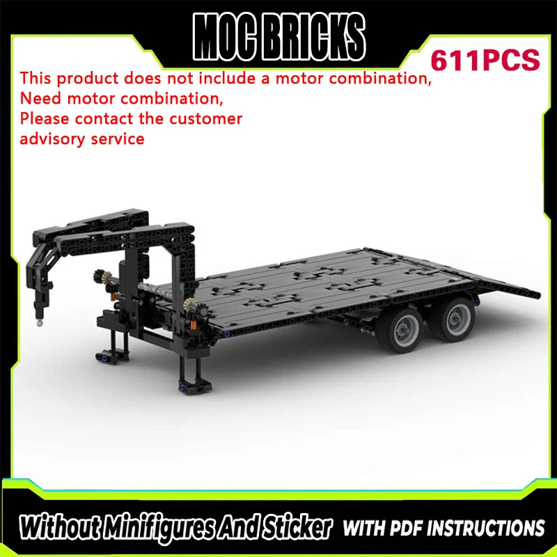 

City Car Model MOC Building Bricks Low-Bed Flatbed Semi-Trailer Modular Technology Gifts Holiday Assemble Children Toys Suit