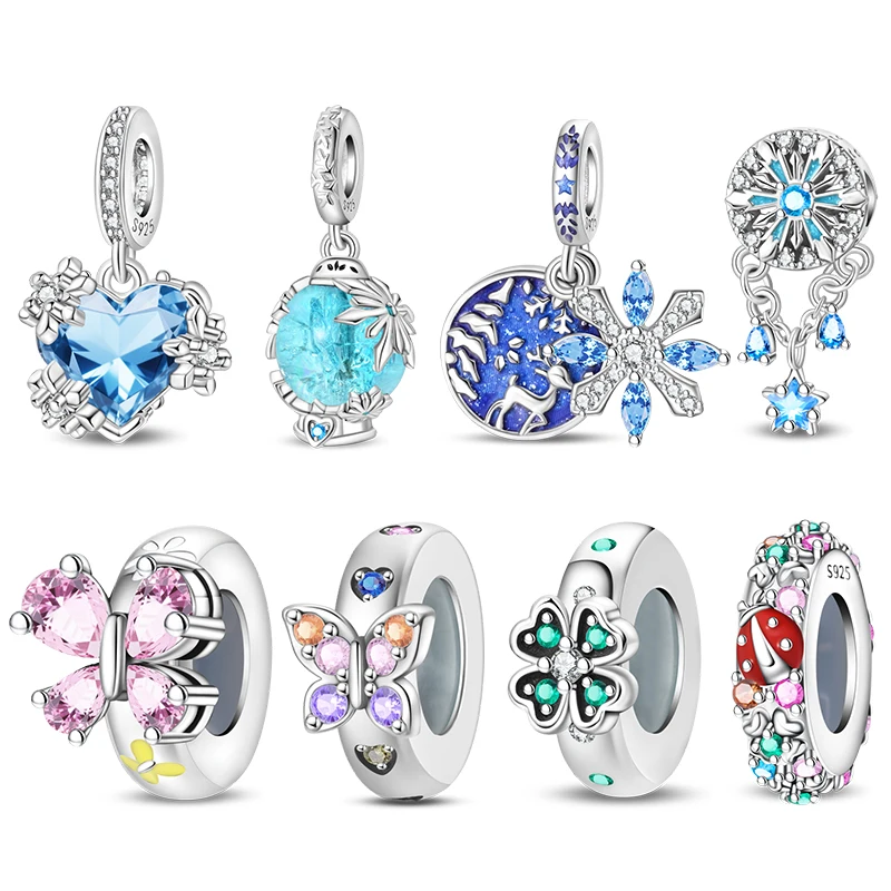 سحر 925 الفضة رومانسية الجليد والثلج الزجاج الخرز سحر يناسب 3 مللي متر الأصلي سوار قلادة المرأة DIY غرامة مجوهرات هدية جديد