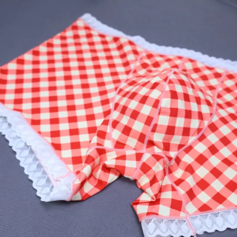 Plaid Underwear Men Sexy U Pouch Boxershorts Men Shorts Boxer Hombre Men Comfortable Male Gay Panties Briefs Low Rise Breathable 4