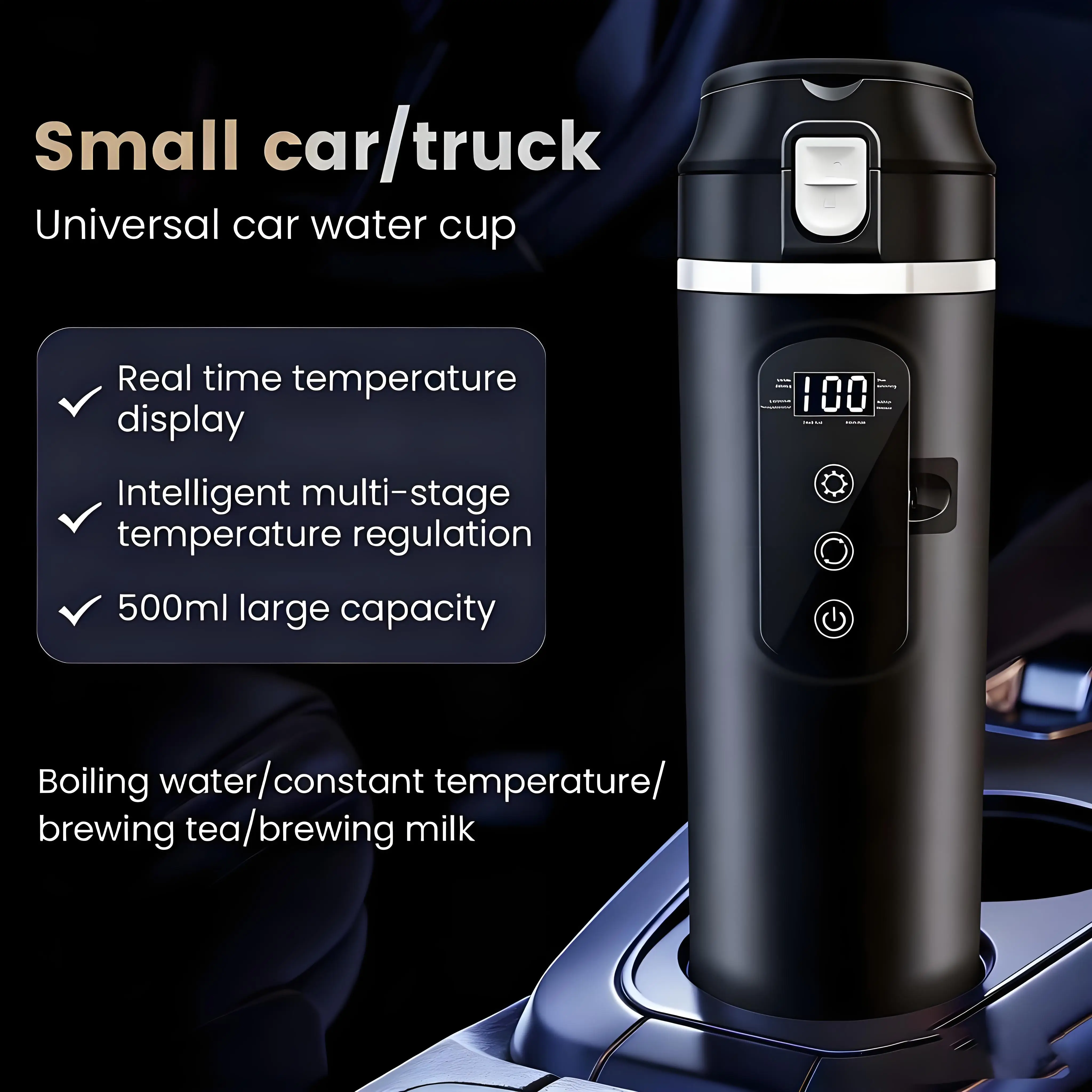 Intelligent Portable Travel Electric Heating Cup for Health Preservation - Thermostatic with 304 Stainless Steel Liner
