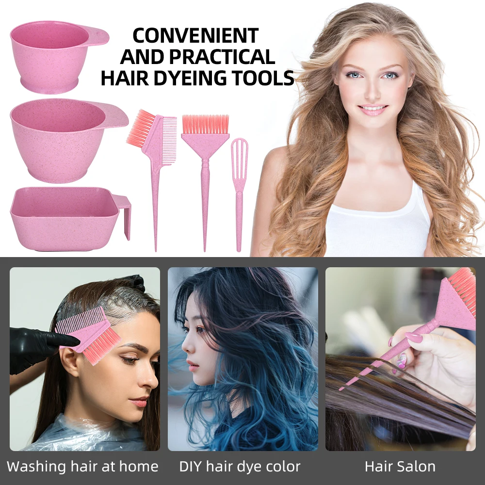 Hair Dye Mixing Bowl & Soft Bristle Brush Set, Multi-Style Professional Hair Coloring Tools Kit Salon Hair Dyeing Accessories