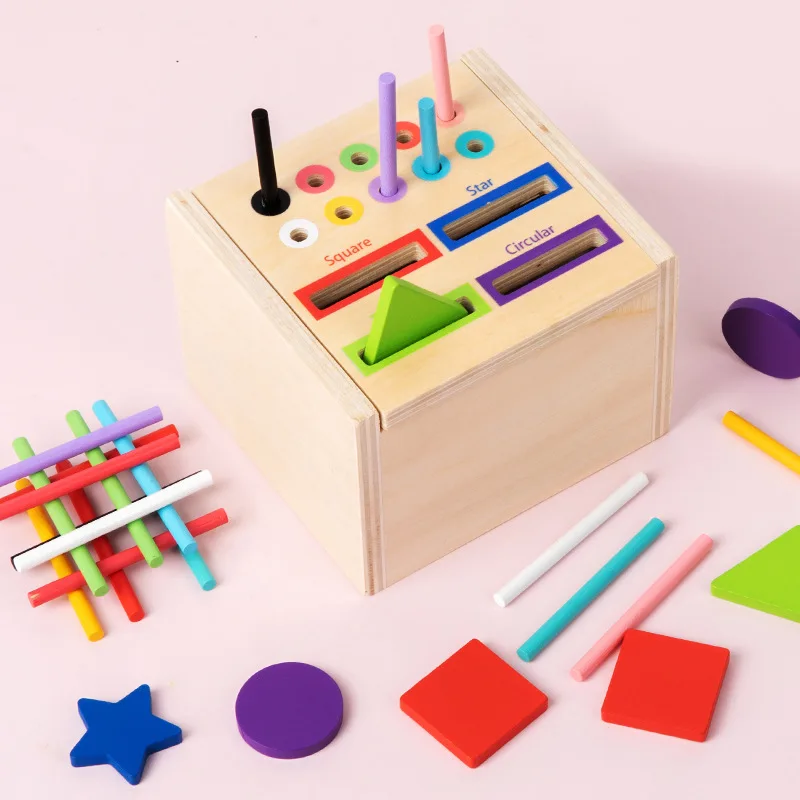 Children's Wooden Magnetic Color Shape Classification Matching Storage Box Geometric Cognition Early Education Educational Toys