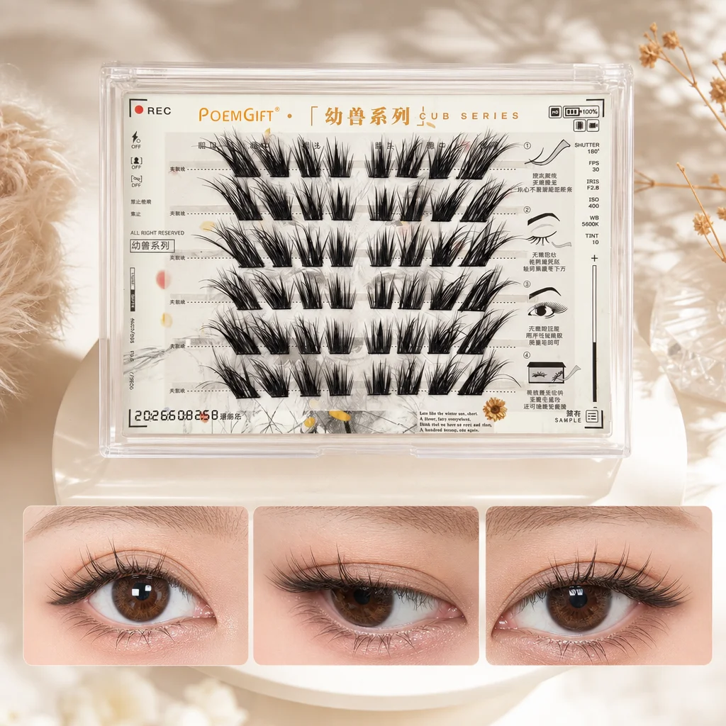 6rows Foxes Style False Eyelashes Synthetic Fiber Lashes C Curl Natural Volume For Daily Makeup Party Reusable Lightweight Lash