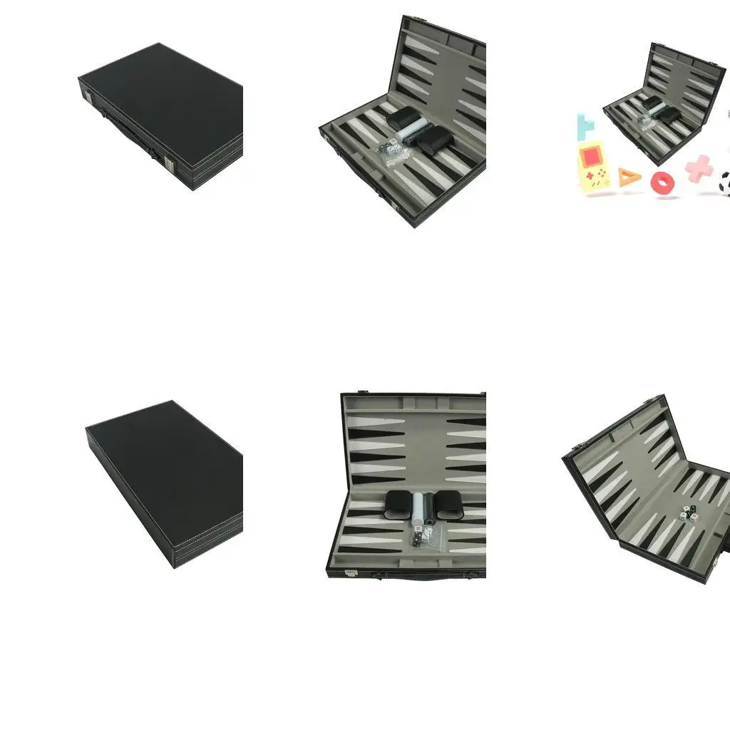

652F Game Chess Board Backgammons Set Board Game Leather Case Portable and Travel Backgammons Set Travel Folding Board Game