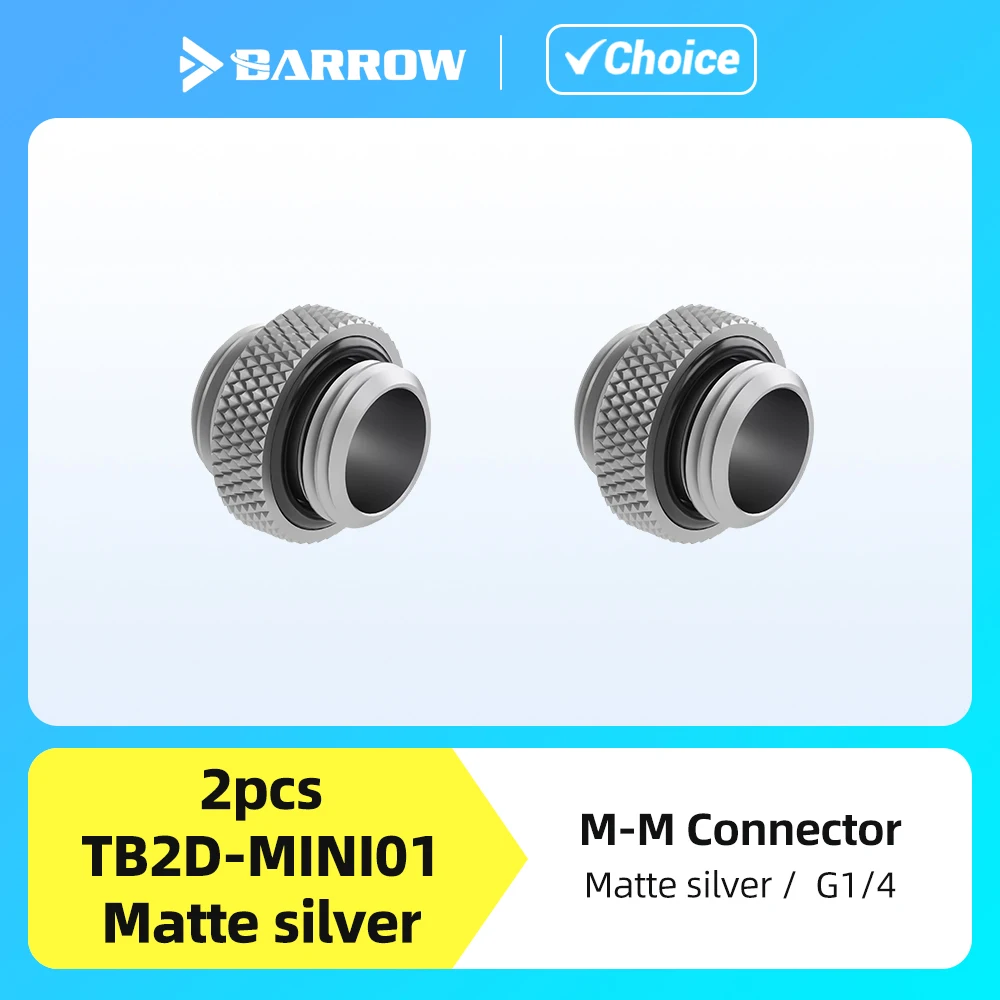 Barrow 2 Stück M-M-Stecker G1/4 Stecker auf Stecker Mattsilber-Adapter für PC-Gaming-Wasserkühlung Custom Building TB2D-MINI01