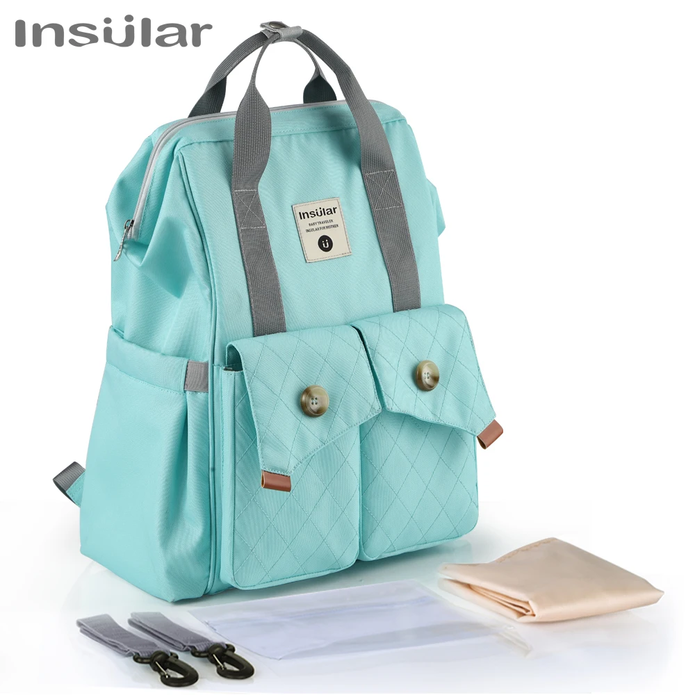 Insular Diaper Bag Backpack For Mom Large Capacity Stroller Organizer Mommy Maternity Travel Bag Fashion Nappy Changing Baby Bag