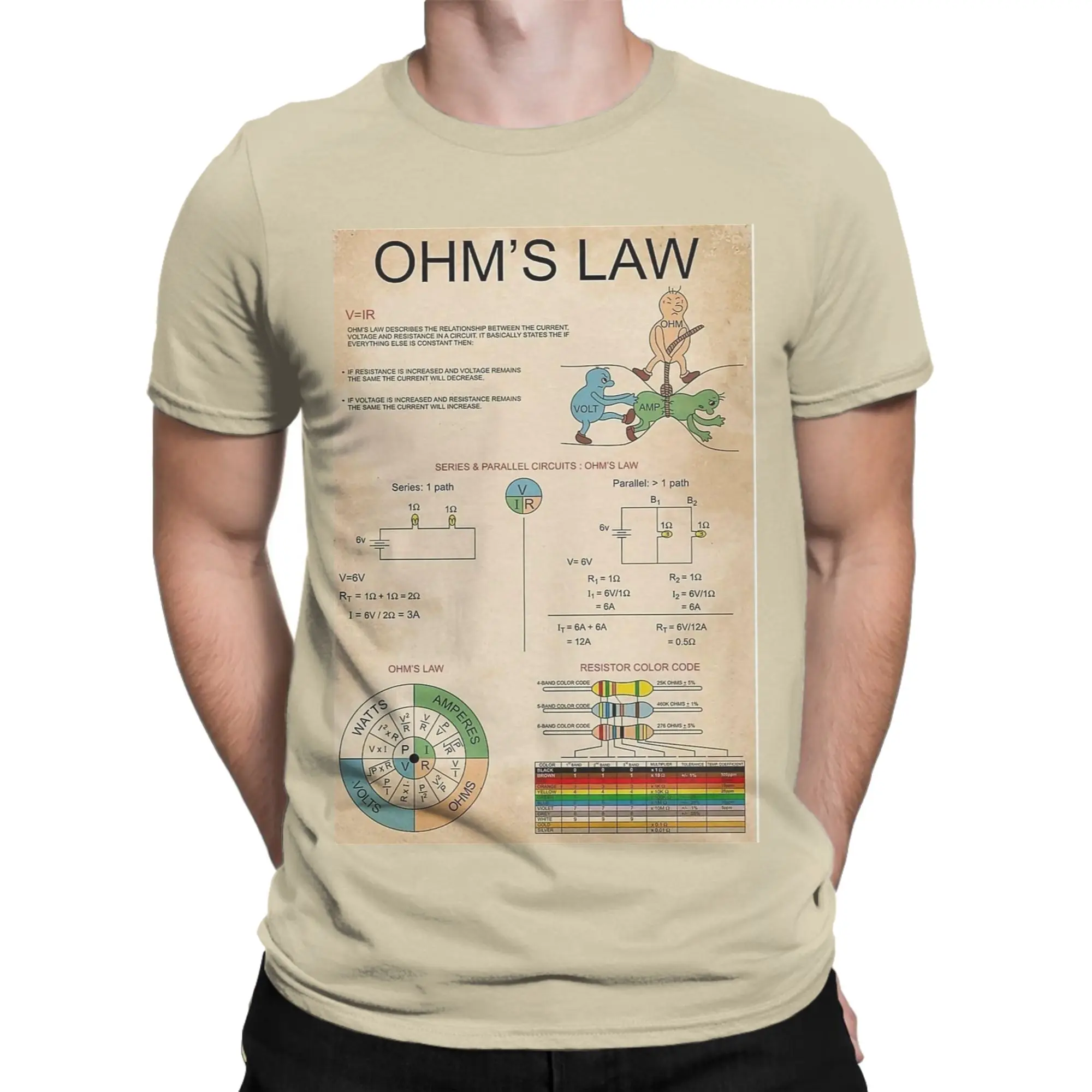 Vintage Ohm's Law Knowledge T Shirt Men's Cotton Short Sleeve  O-neck Summer Top Tee