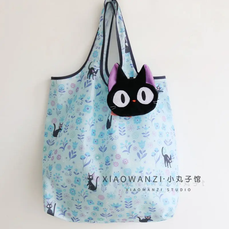 Kawaii Cartoon Foldable Shopping Bags Thick Nylon Large Tote Portable Shoulder Bag Women's Handbags Folding Pouch Girl's Gifts