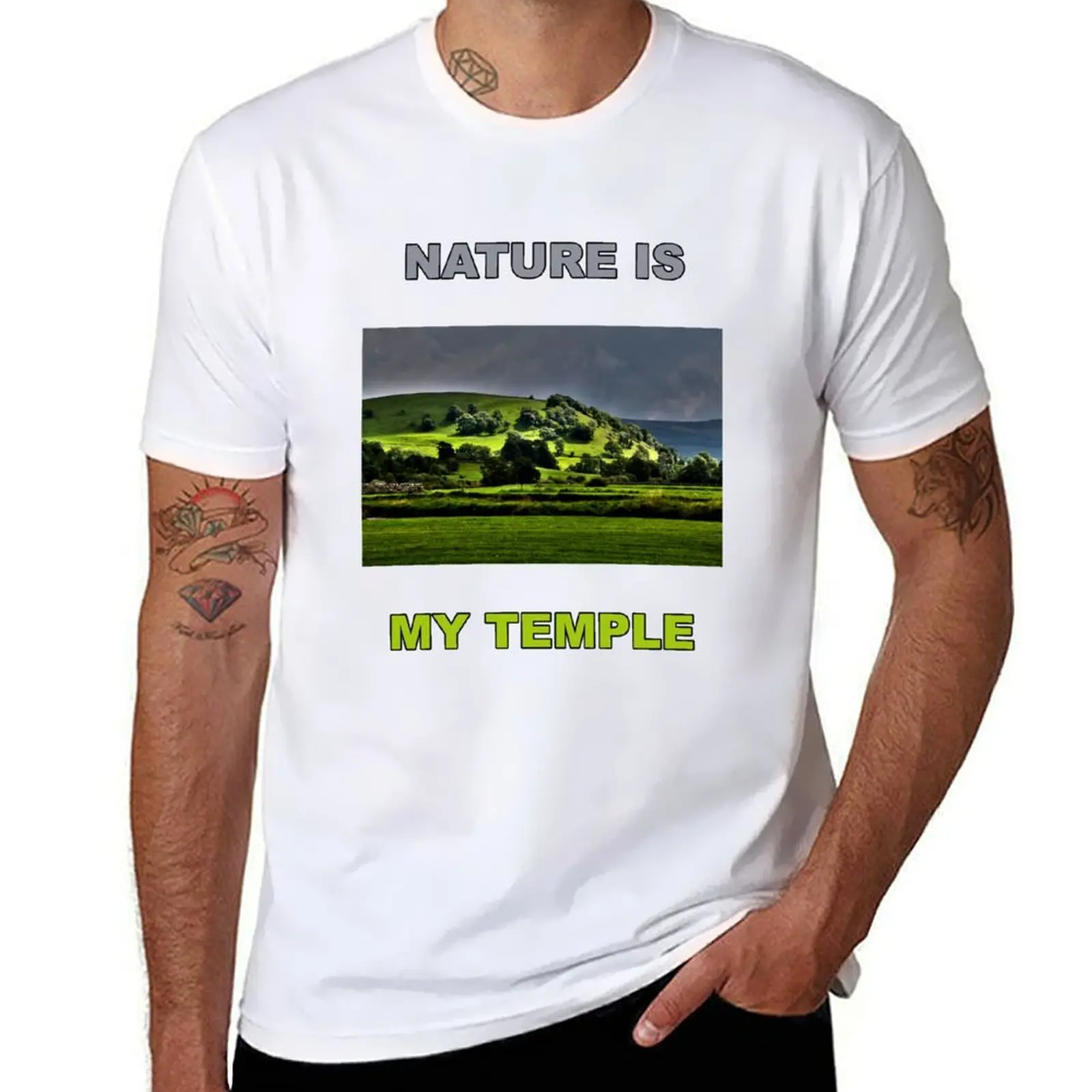 

Nature Is My Temple - Dramatic Hill Landscape T-Shirt t shirt men 100% cotton luxury brand t shirts for man pack cotton T-Shirt