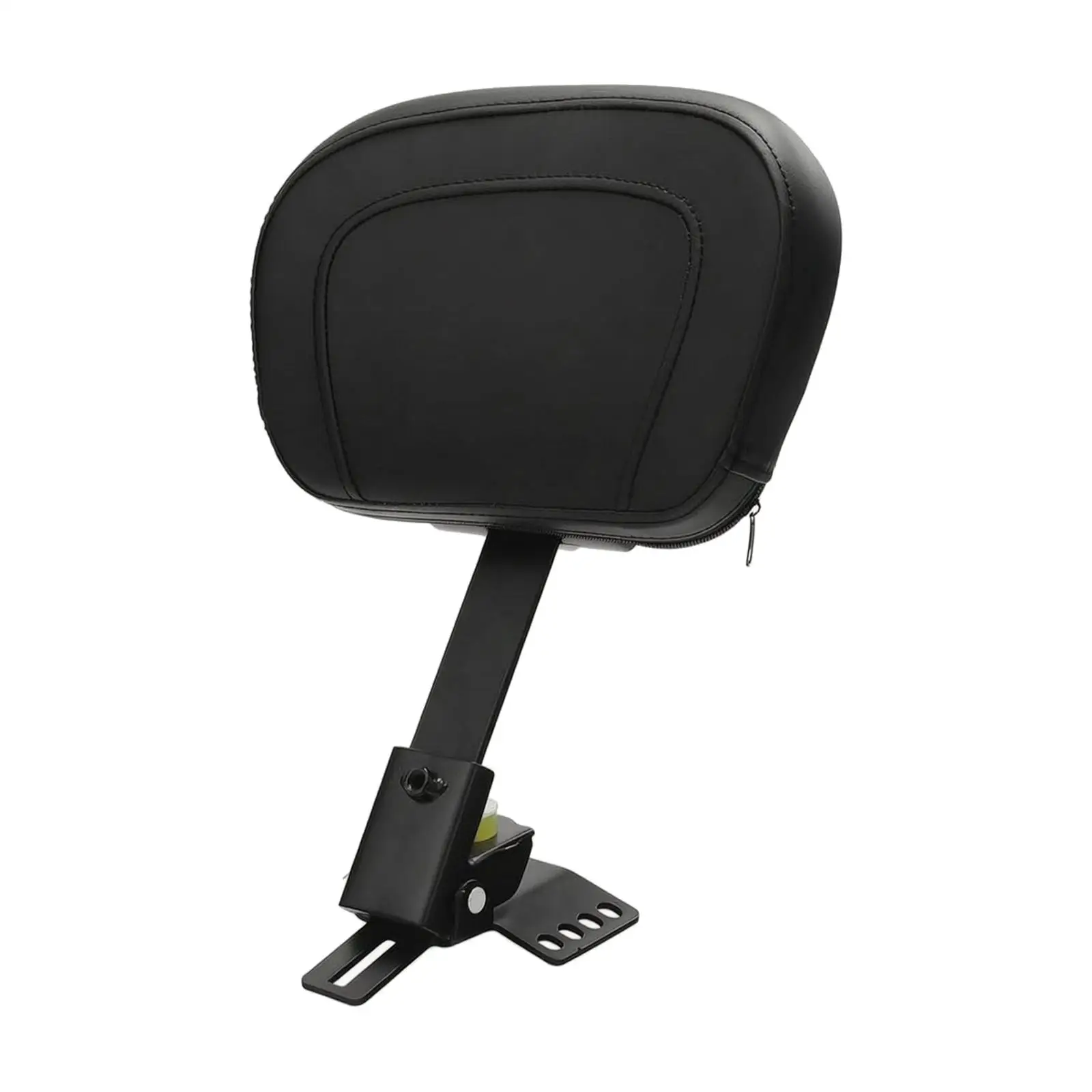 Durable Leather Motorcycle Driver Backrest with Rounded Rectangular Pad and Adjustable Bracket for Long Distance Riding