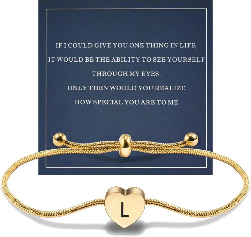 Heart Initial Bracelet for Women 18K Silver Gold Charm Bracelet Friendship Gifts for Women Daughter Friend