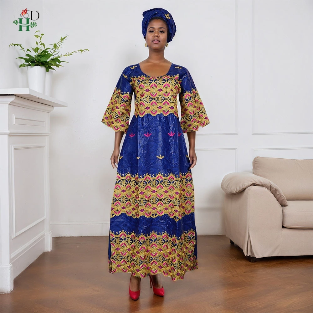 

Новое африканское платье для женщин, традиционное турецкое платье с вышивкой, церковное свадебное платье и повязка на голову, африканская одежда больших размеров