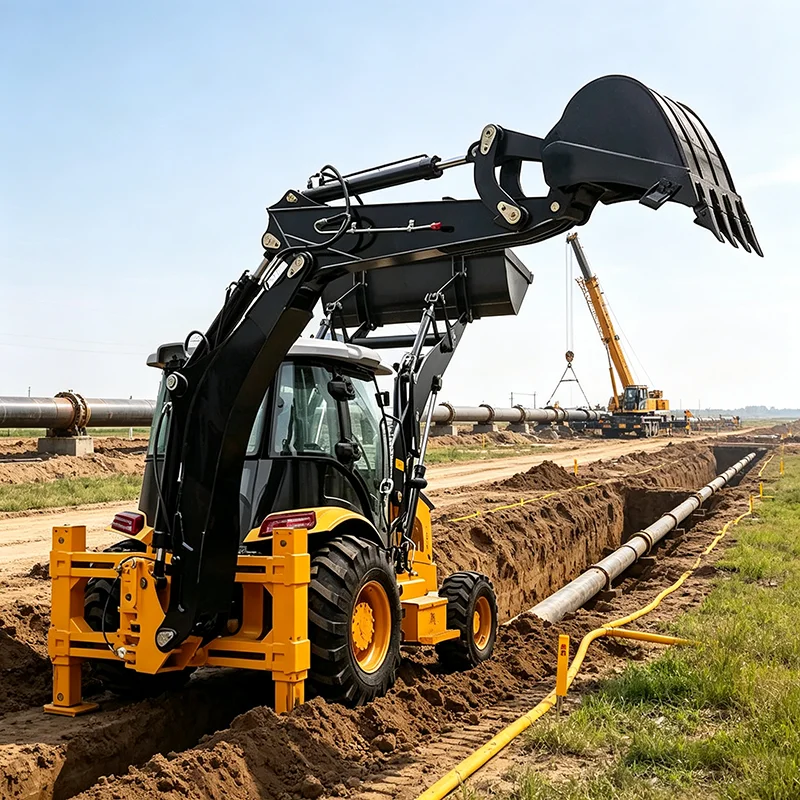 Engineering Backhoe Loader Wheel Type Multi-function Backhoe Loader with Cabin Option
