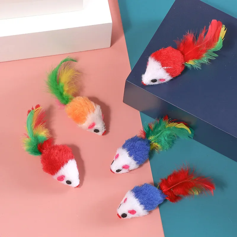 5Pcs Plush Catmint Simulation Mouse Interactive Cat Pet Catnip Teasing Interactive Toy For Kitten Gifts Supplies By Random Color image 4