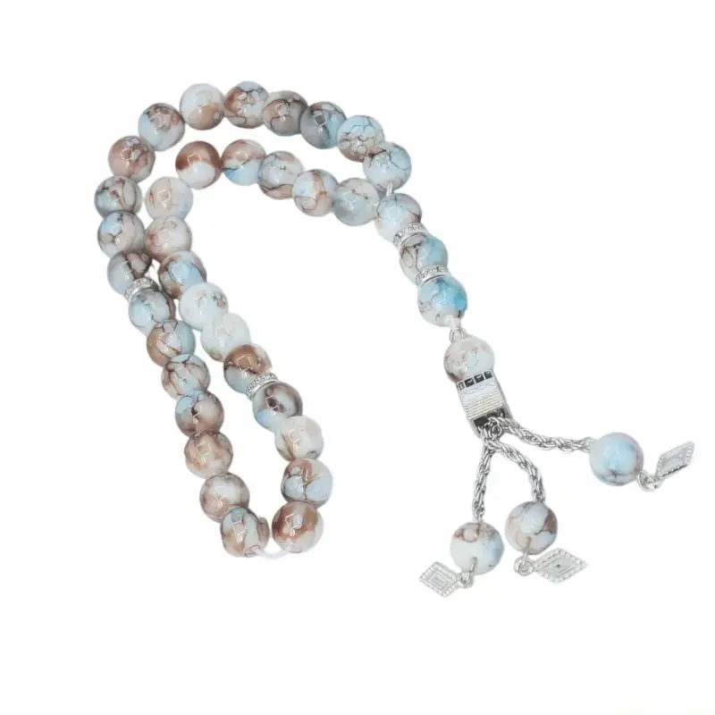 31BF Elegant Ceramic Glass Rosary Necklace 33 Beads Beaded Handchain Religious Wrist Accessory For Daily Wear And Prayer