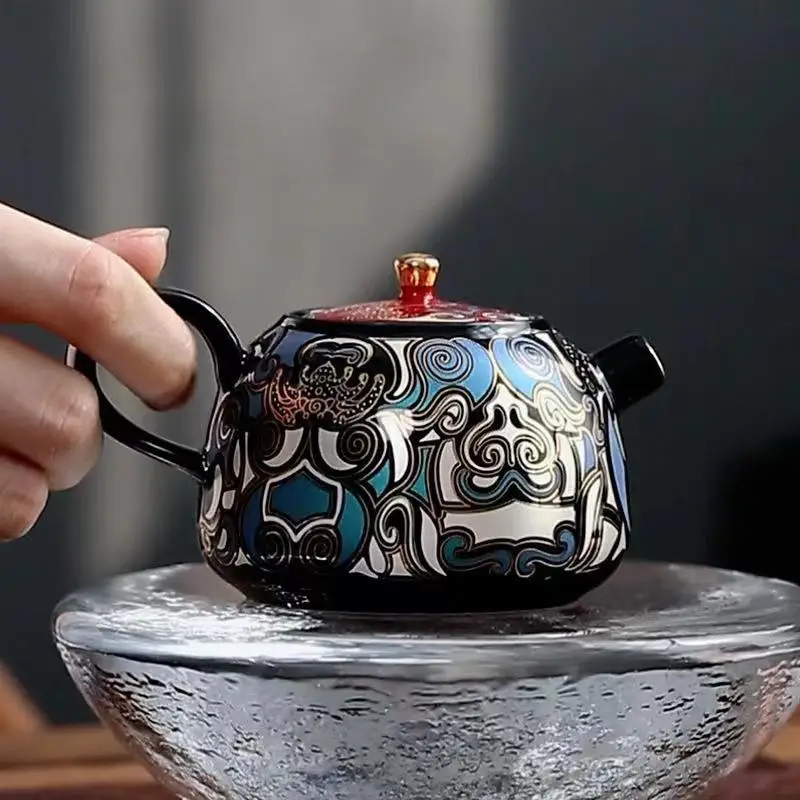 Gold and Silver Gilded Gaiwan, Single High-Grade Teapot, Porcelain Kung Fu Tea Set, Tea Making Non-Scald Bowl, Vintage Teapot