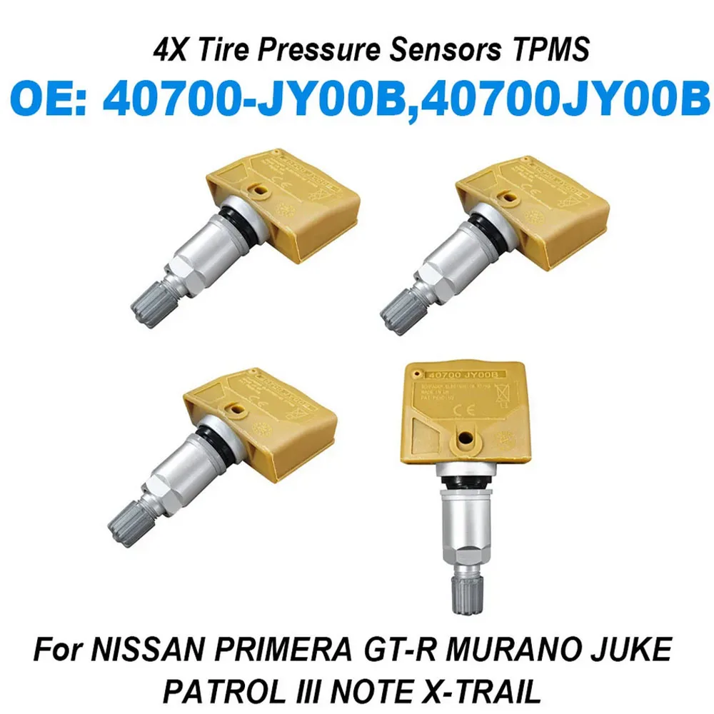 

Новый 4 шт. датчик контроля давления в шинах 40700JY00B 40700-JY00B TPMS 433 МГц для NISSAN PRIMERA JUKE X-TRAIL PULSAR Hatchback