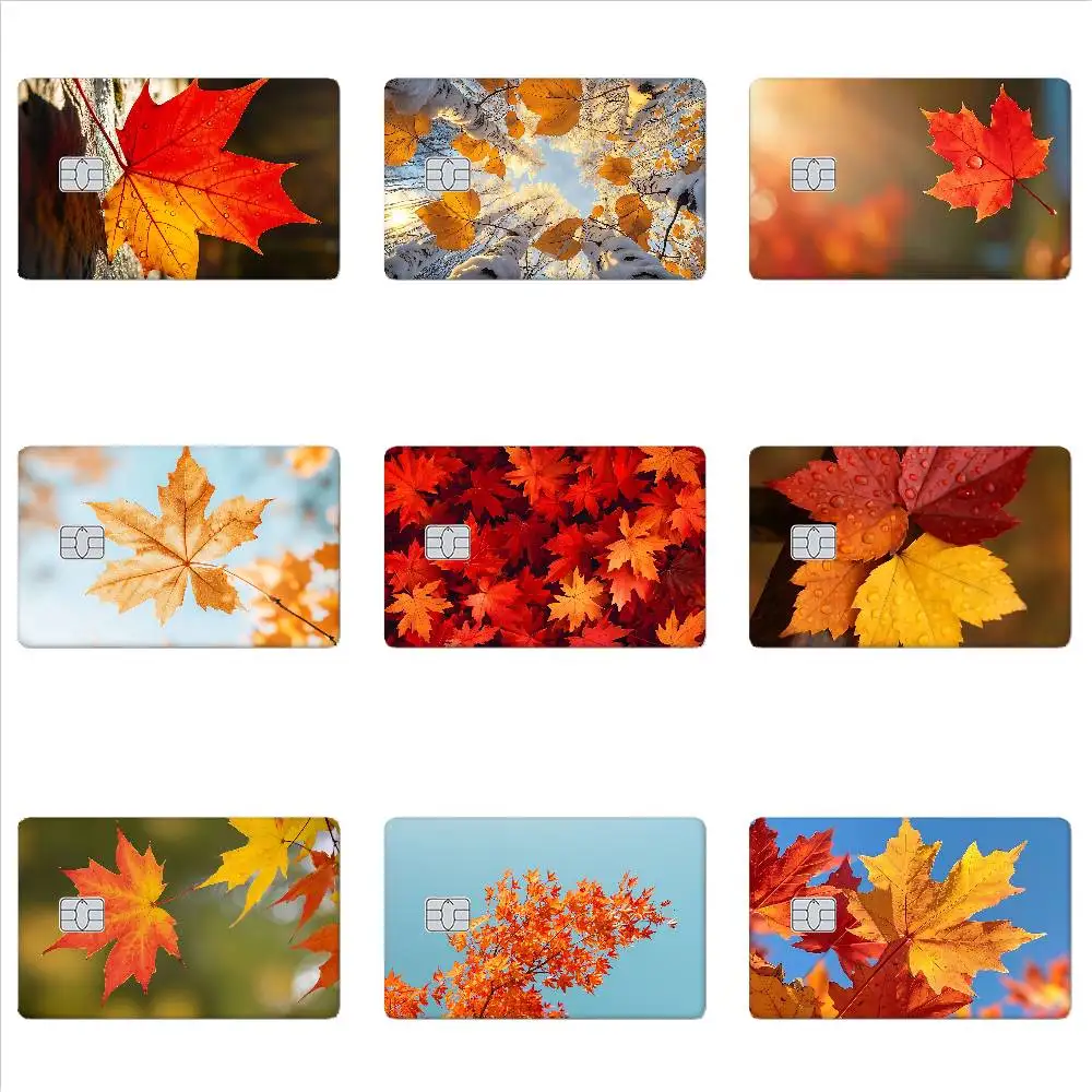 Maple Leaf Card Stickers Ultra-thin Waterproof Scratch Resistant Sticker, Personalized BankCardSticker