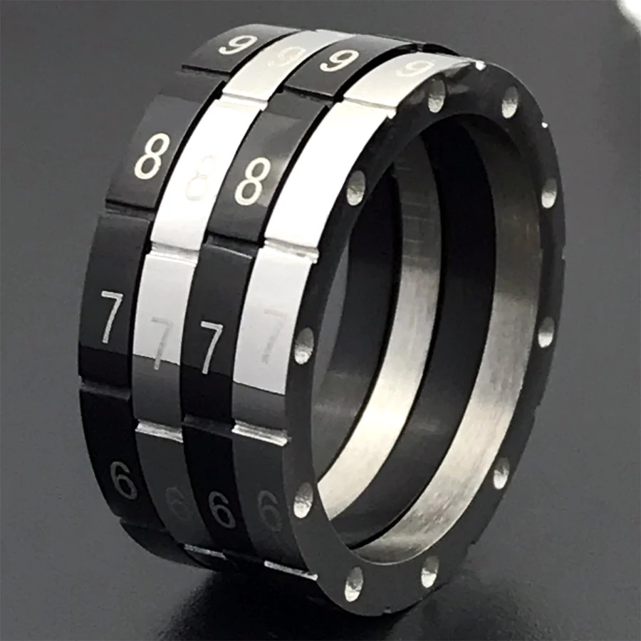 2MM Wide 4 Pieces Multi-Combination Rings Men And Women Mixed Color Stainless Steel Arabic Numeral Personality Rock Jewelry