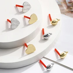 10pcs Love Heart Earrings Connectors Round Shape Silver Golden Color Stud Earrings Base Earring Settings Diy Jewelry Making