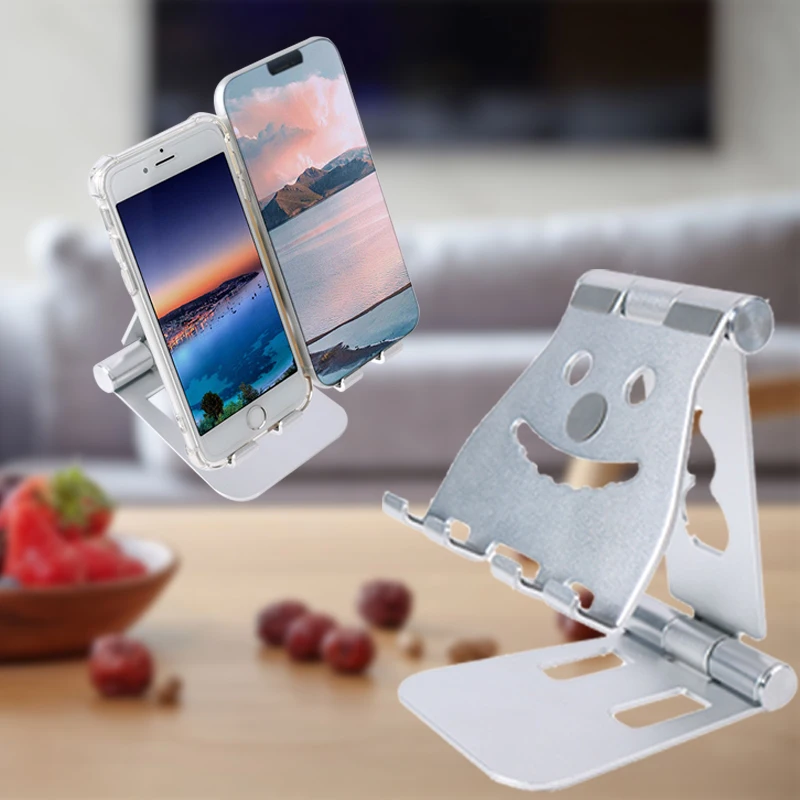 

Large Tablet Stand Holder, Smile Face, Aluminum Alloy, Phone Stands, Heavy Duty, Home Office, Lazy Bracket, Cellphone Holder