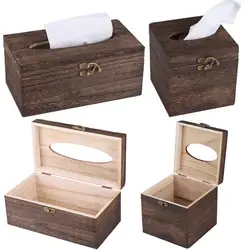 Wooden Tissue Box Paper Napkin Holder Dispenser Case Bathroom Office Desk Decor