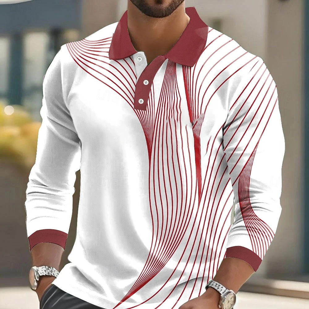 Men’s Striped Long Sleeve Polo 2