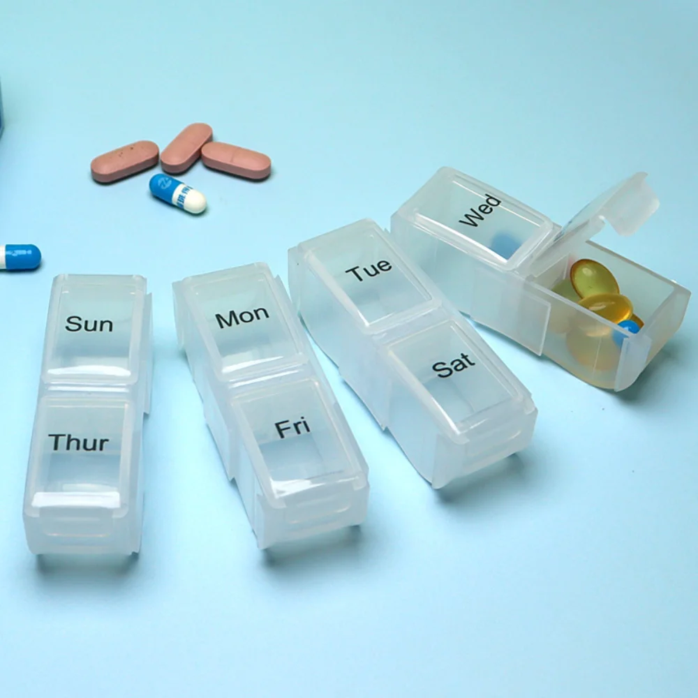 New Weekly 7 Days 8 Grids Premuim Mini Portable Travel Pill Cases Box Container Organizer Storage for Medicine Vitamin Fish Oils