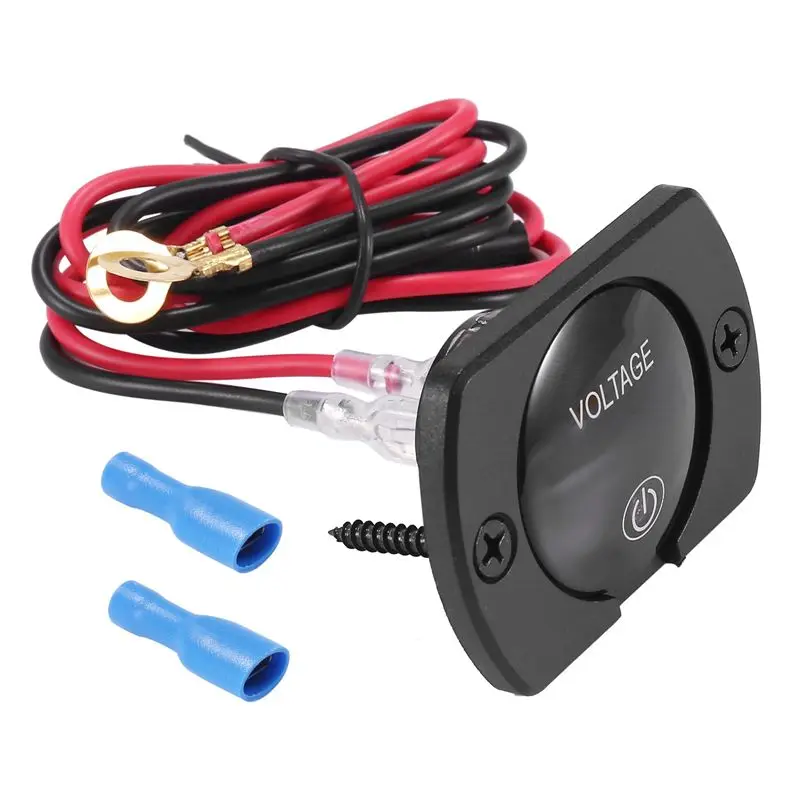 AU33-12V Voltage Gauge With Contact Switch Digital Display DC12V 24V Waterproof Voltmeter Panel For Boat Marine Truck ATV UTV