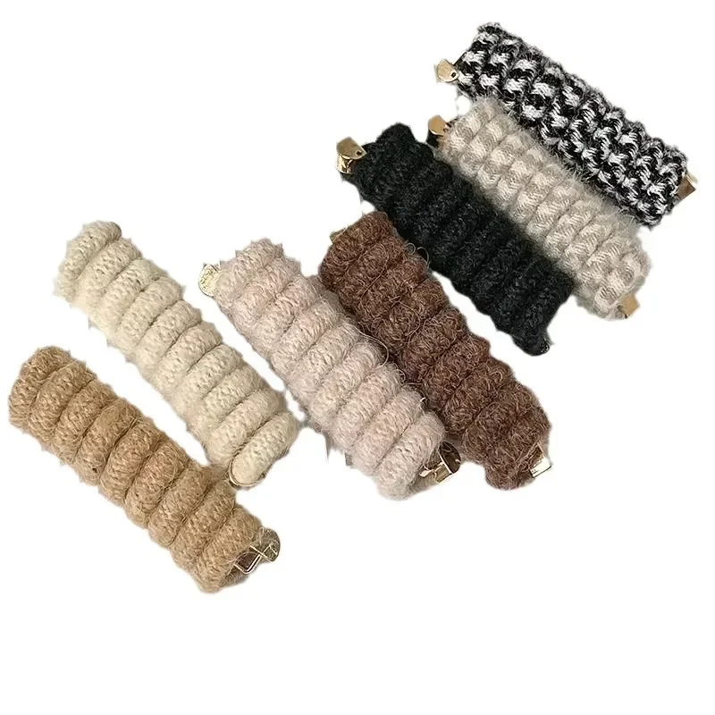 1Pc Telephone Wire Hair Ties Women Girls Solid Color Wool Elastic Hair Bands Spiral Coil Rubber Bands Ponytails Hair Accessories