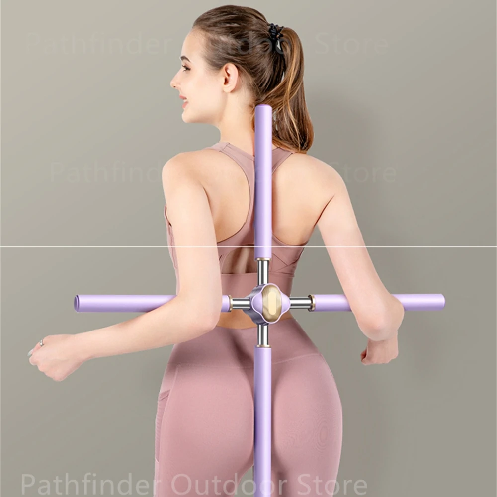 Yoga Hunchback Corrector Adjustable Stainless Steel Body Stick Cross Open Back Standing Training Stick Gym Home Sports Equipment