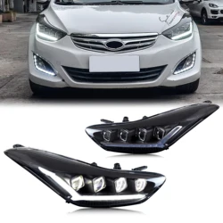 LED Headlights for Hyundai Elantra 2012-2016 Start-up Animation Sequential Indicator Front Lamps Assembly