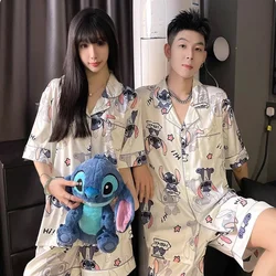 Summer New Couple's Pajamas Men's And Women's Ice Silk Short Sleeves High End Cool Feel Can Be Outdated Home Clothes Set