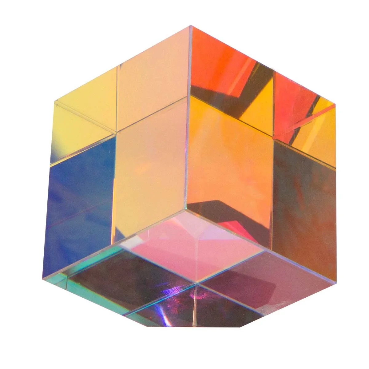 Optical Glass Cube Color Combination Prism Light Cube Color Refraction Electroplating Desktop Jewelry Sunshine Birthday Gift