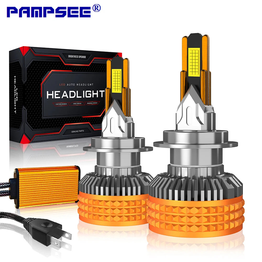 6 Copper Tubes Super Bright LED Headlight Bulbs CANBUS H4 H7 H8 H11 9005 HB3 9006 HB4 High Low Beam Car Replacement Headlamp