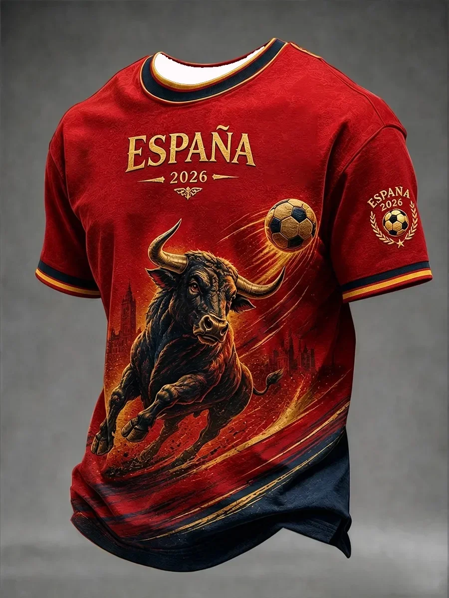 2026 Summer Edition Spanish Fans Football Training T-Shirt - 3D Digital Printing - Comfortable and Breathable - Family Clothing