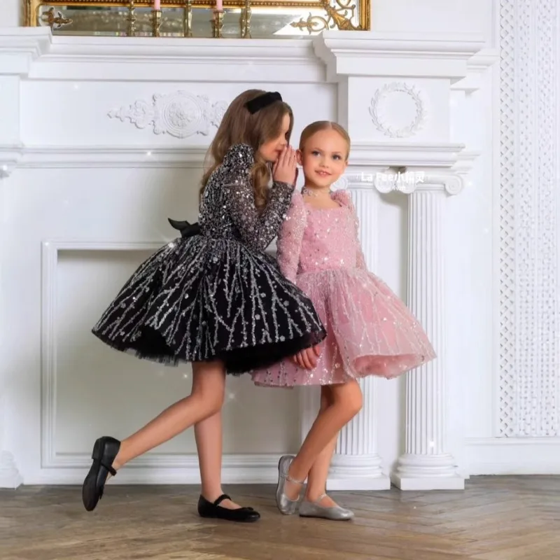 High-end light luxury girls' princess birthday  skirt performance  party tutu host piano evening dresses